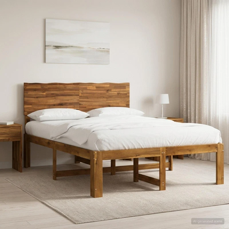 Parivuodekehys päädyn kanssa ROSTOCK Luonnollinen 5FT King Size