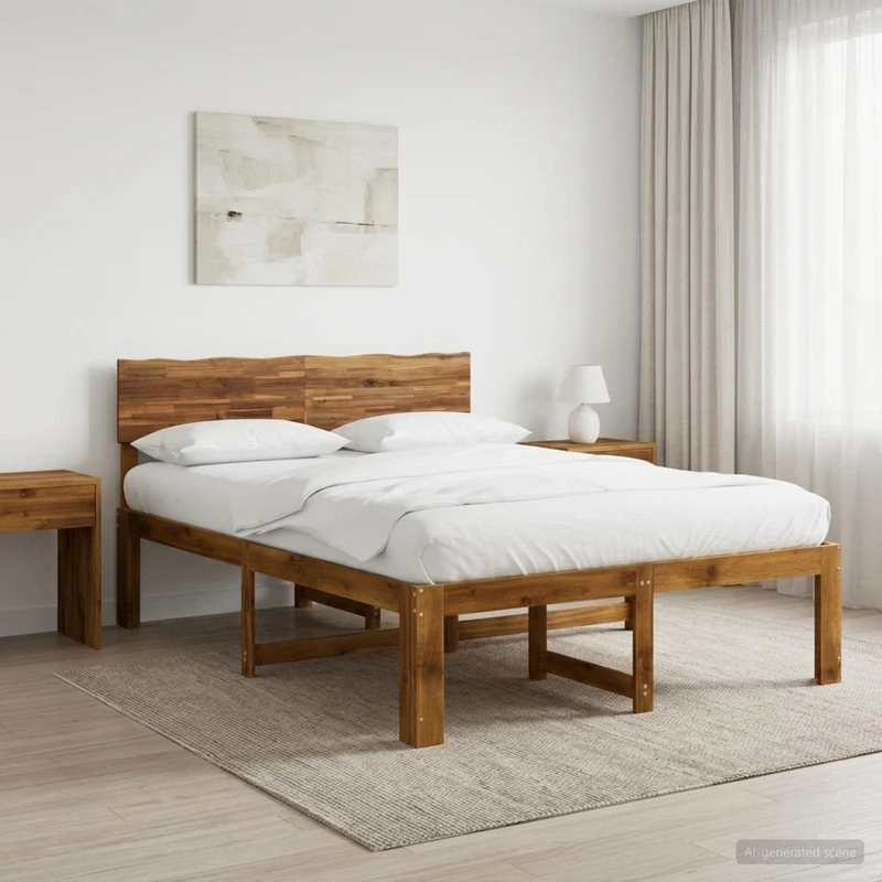 Parivuodekehys päädyn kanssa ROSTOCK Luonnollinen 5FT King Size