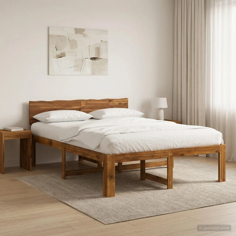 Parivuodekehys päädyn kanssa ROSTOCK Luonnollinen 5FT King Size