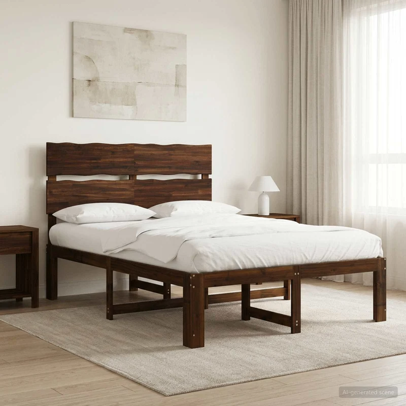 Parivuodekehys päädyn kanssa ROSTOCK Tumma ruskea 5FT King Size