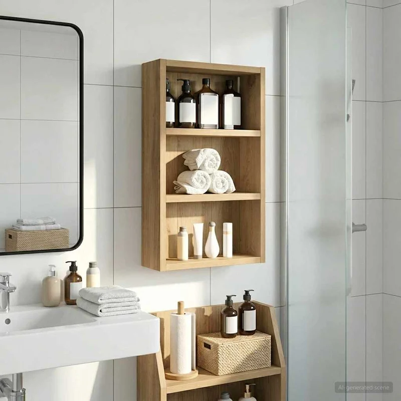 Badkamer wandkast 30x10x50 cm eiken