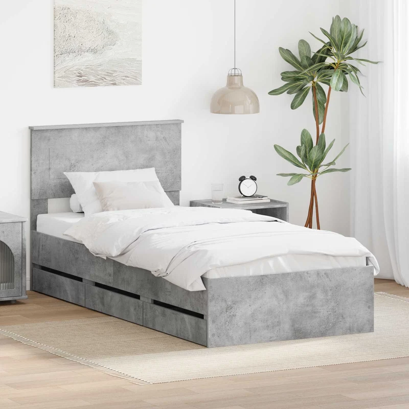 Sängyn runko Betoni Harmaa 2FT6 Small Single Insinööripuuta