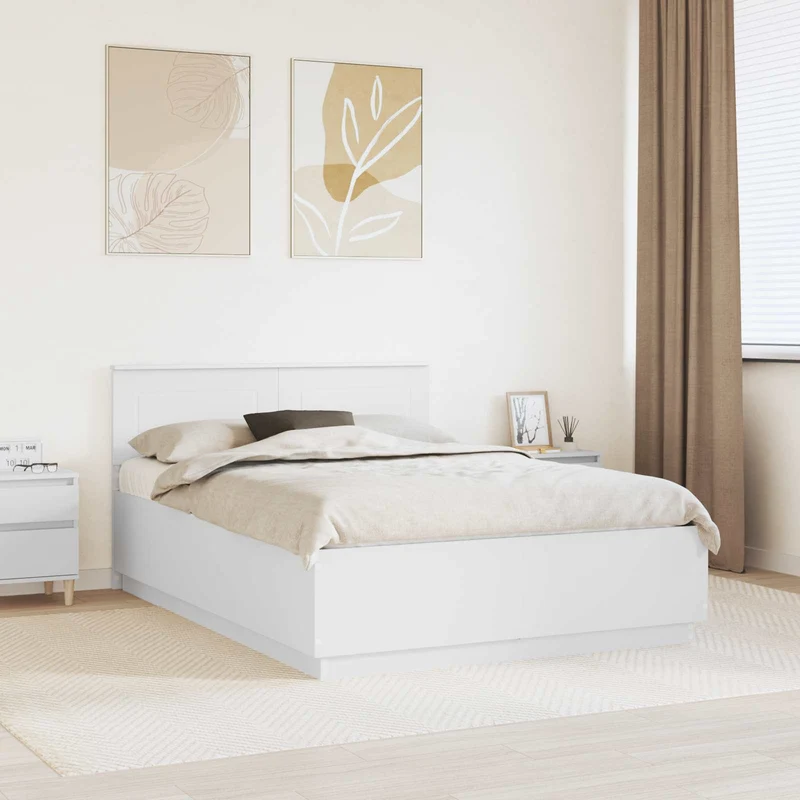Sängyn runko päätyllä valkoinen 5FT King Size Tekninen puu