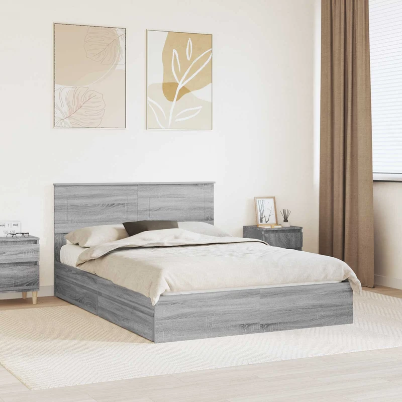Säilytyssänky päätyllä Harmaa Sonoma 5FT King Size Tekninen puu