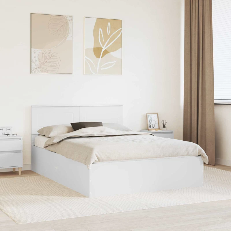 Sängyn runko päätyllä Valkoinen 5FT King Size Tekninen puu