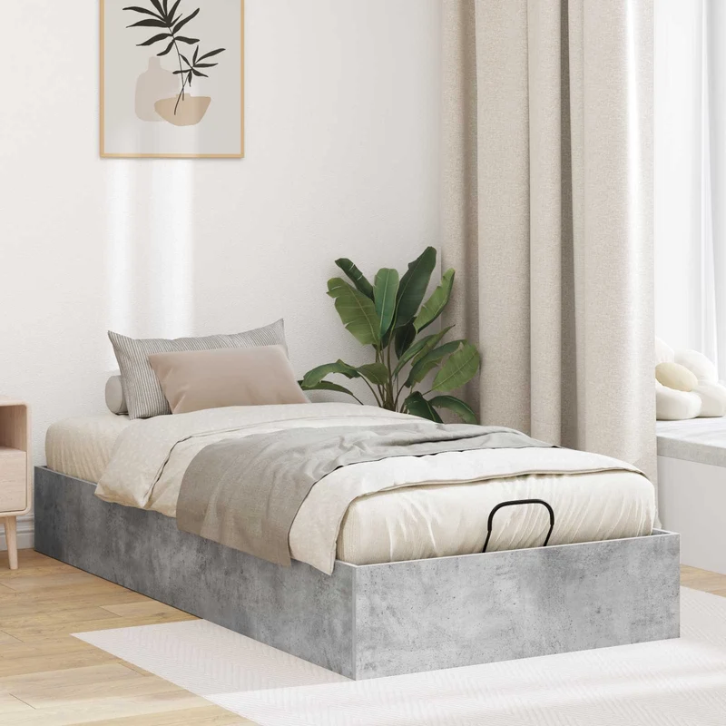 Ottoman Sängyn Runko Betoninharmaa 80,5 x 200 cm Käsitelty puu
