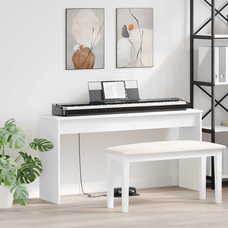 Näppäimistöjalusta Valkoinen 130 x 32 x 64 cm Tekninen puu