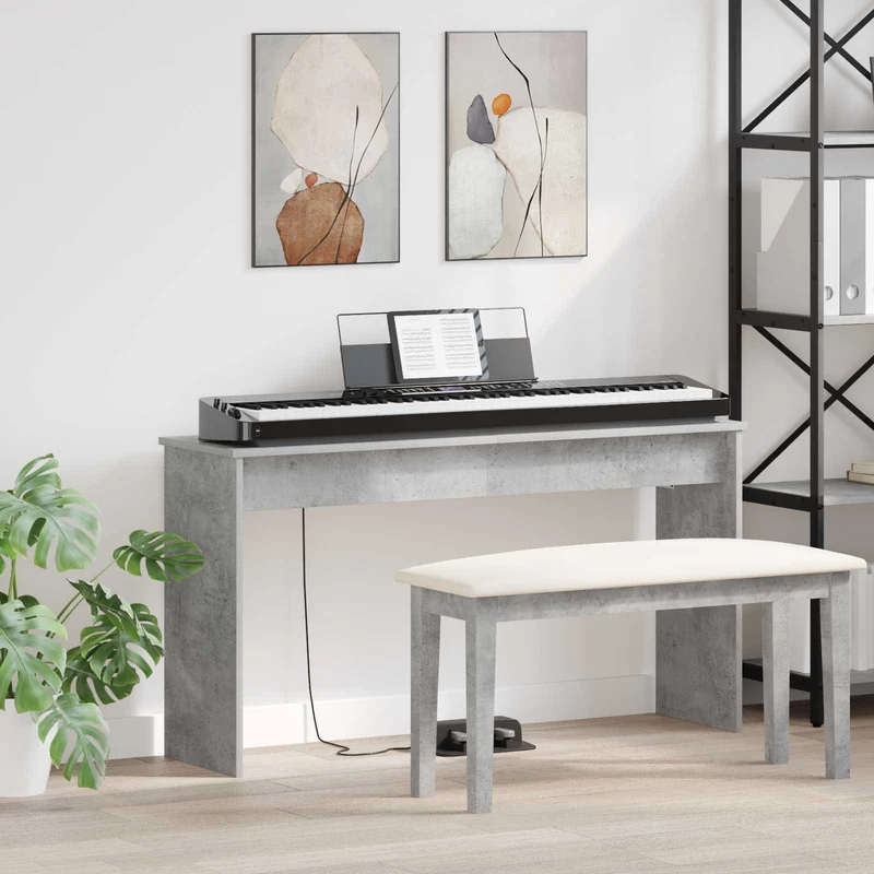 Näppäimistöjalusta Betoni Harmaa 120 x 32 x 64 cm Tekninen puu