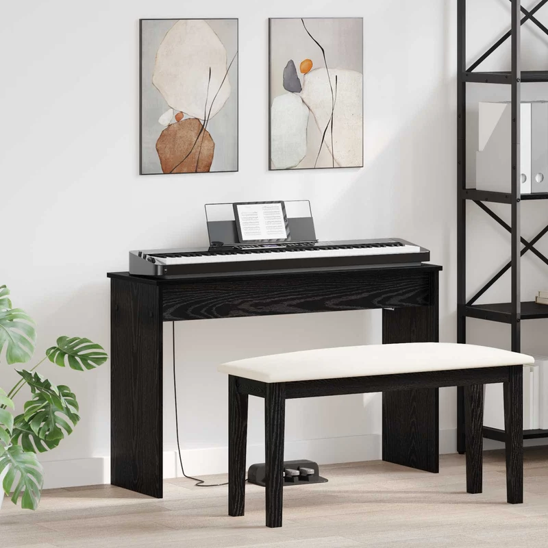 Näppäimistöjalusta Musta tammi. 100 x 32 x 64 cm Tekninen puu