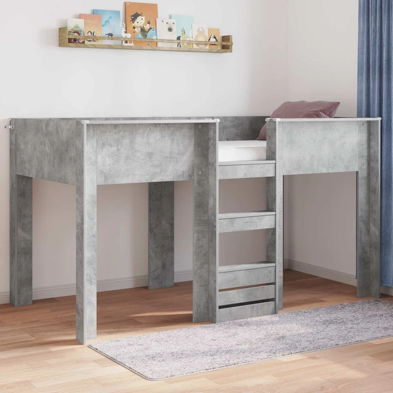 Kerrossänky Lapset Betoni Harmaa 90 x 200 cm Tekninen puu