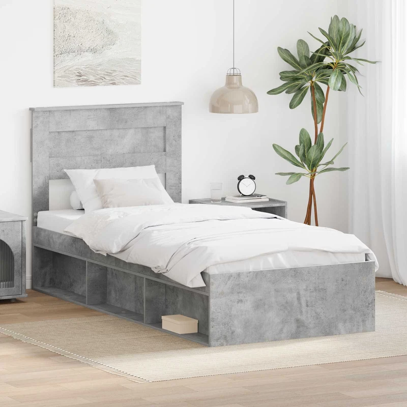 Sängyn runko Betonin harmaa 2FT6 Small Single Massiivinen mänty