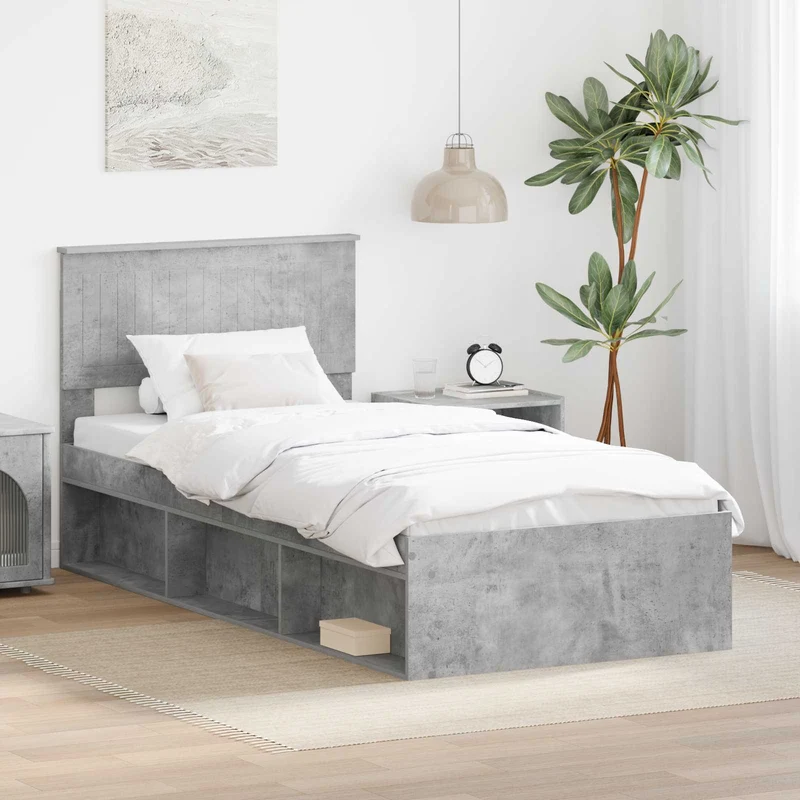 Sängyn runko Betonin harmaa 3FT Single Massiivinen mänty