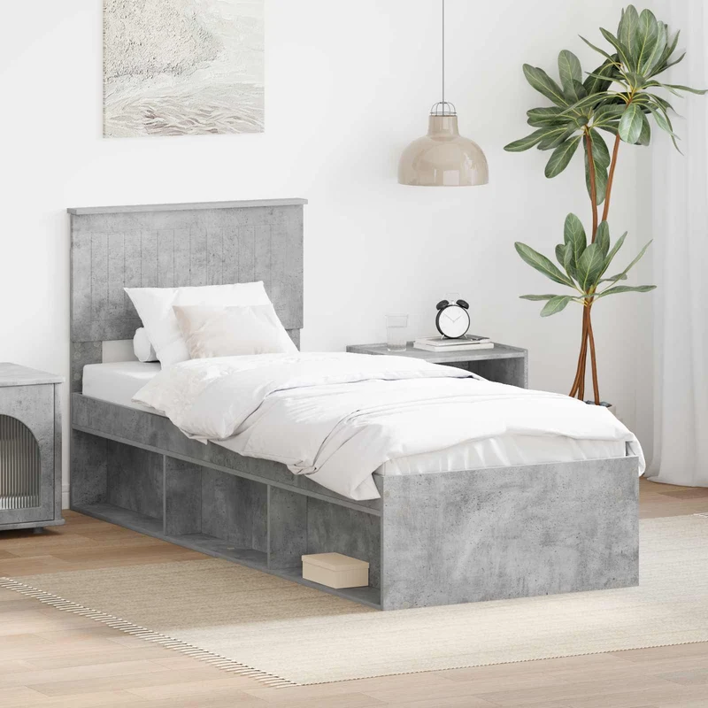 Sängyn runko Betonin harmaa 2FT6 Small Single Massiivinen mänty