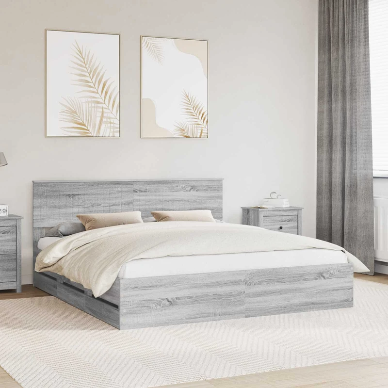 Sängyn runko Harmaa Sonoma 6FT Super King Size Insinööripuuta