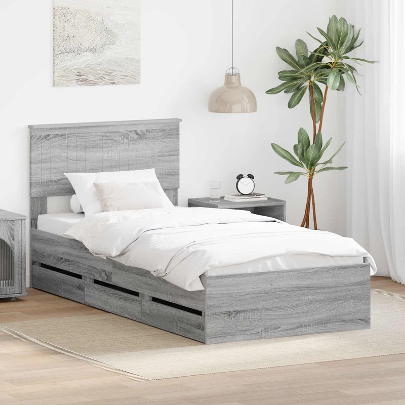 Sängyn runko päätyllä Harmaa Sonoma 3FT Single Insinööripuuta