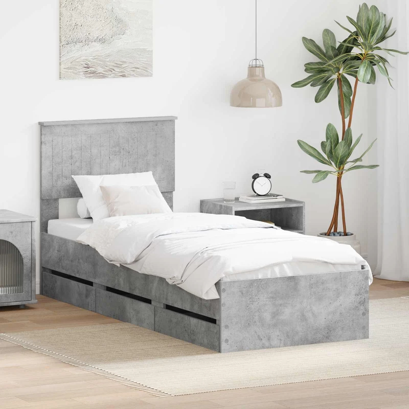 Sängyn runko Betoni Harmaa 2FT6 Small Single Insinööripuuta
