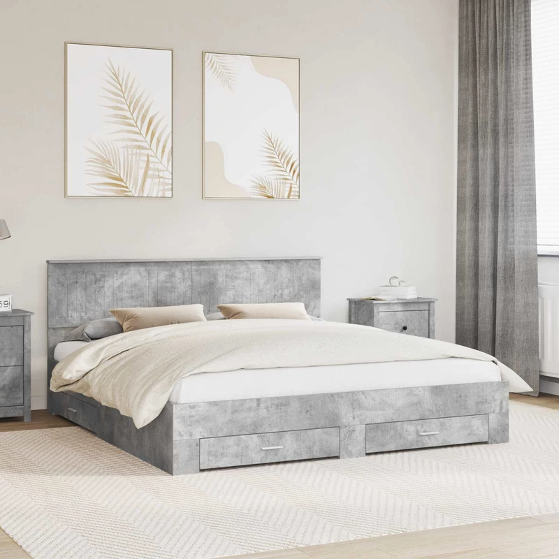 Sängyn runko Betoninharmaa 6FT Super King Size Tekninen puu