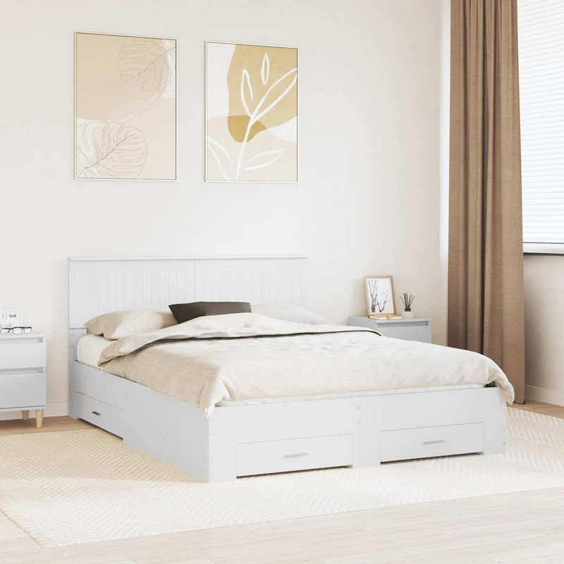 Sängyn runko päätyllä valkoinen 5FT King Size Tekninen puu