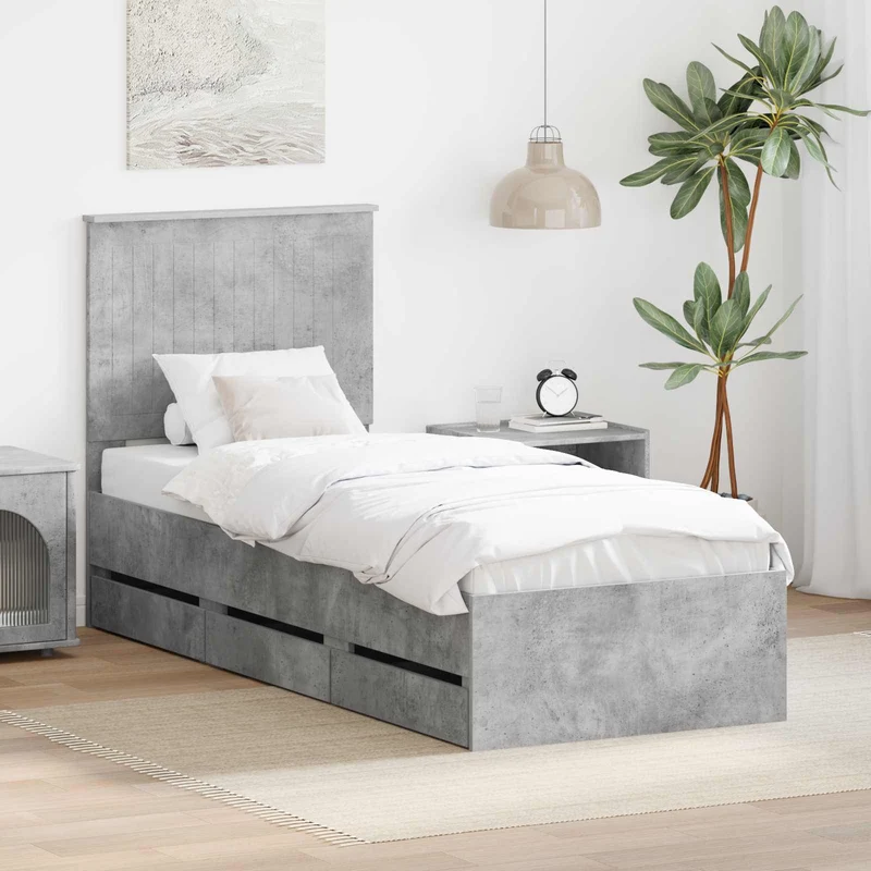 Sängyn runko Betoni Harmaa 2FT6 Small Single Insinööripuuta
