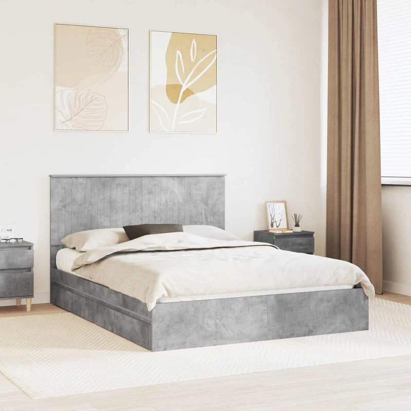 Säilytyssänky päätyllä Betoni Harmaa 5FT King Size Tekninen puu