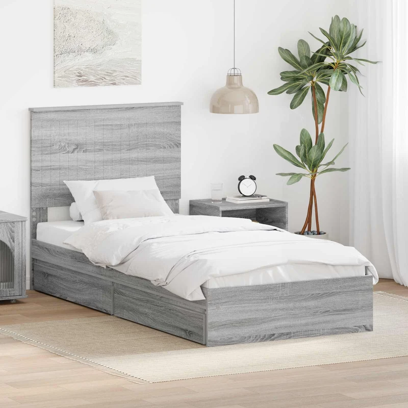 Säilytyssänky päätyllä Harmaa Sonoma 3FT Single Tekninen puu