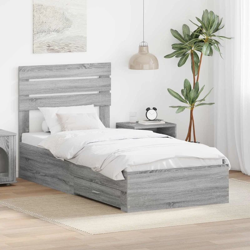 Sängyn runko päätyllä Harmaa Sonoma ja Hopea 2FT6 Small Single