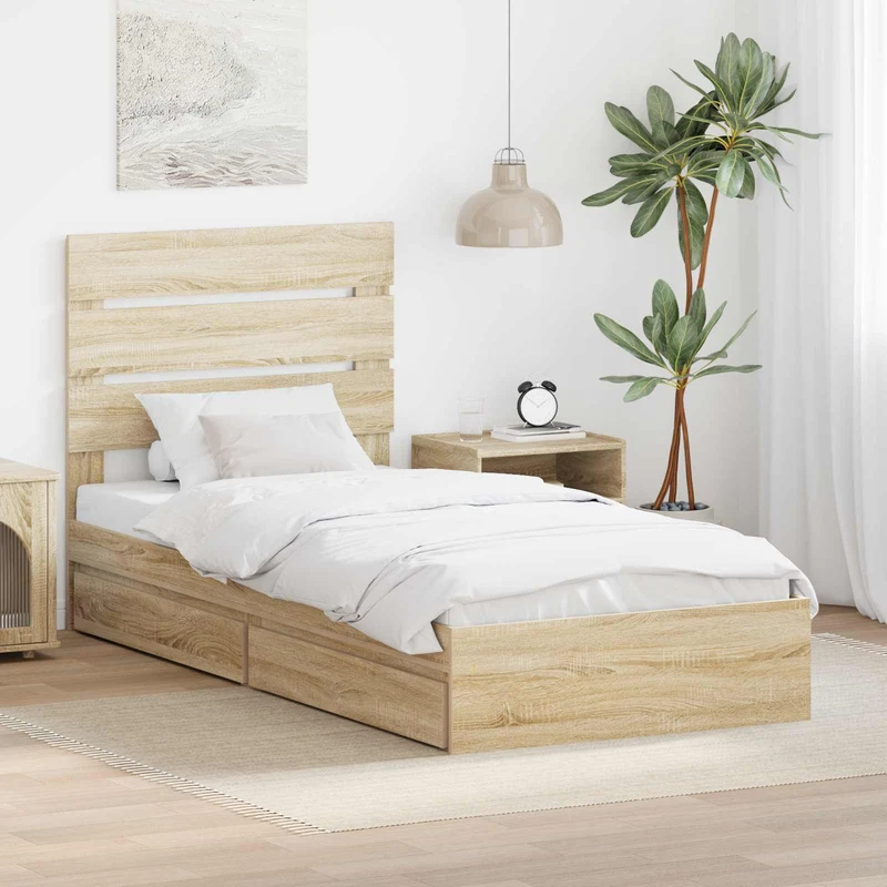 Säilytyssänky päätyllä Sonoman tammi 70 x 190 cm Tekninen puu