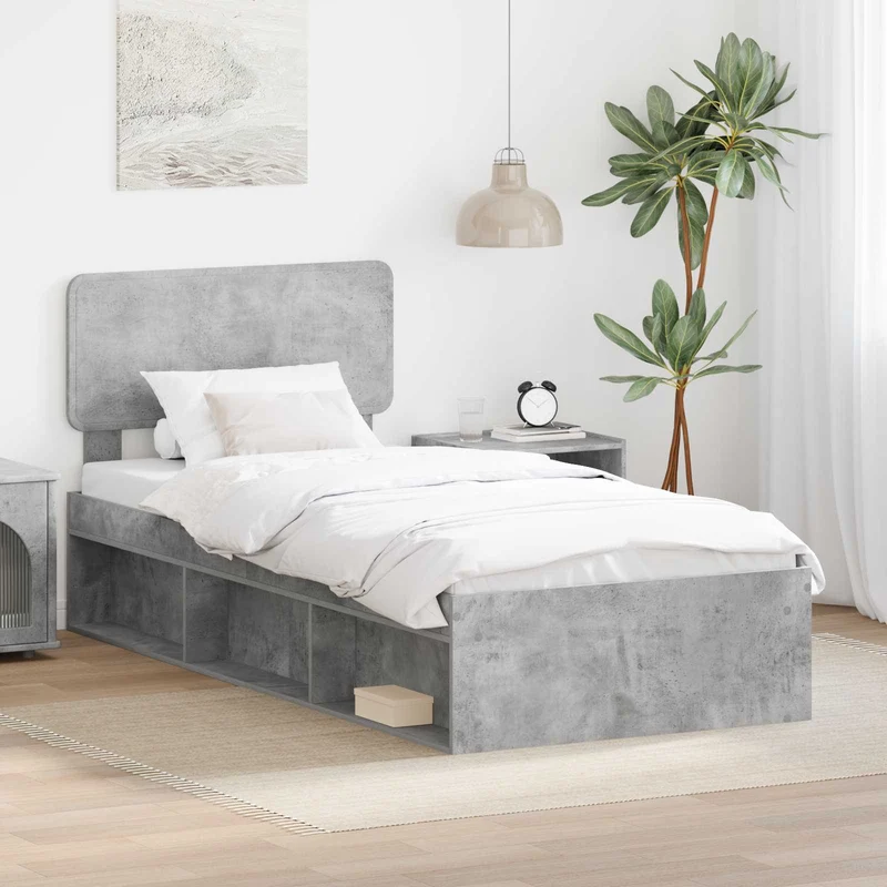 Sängyn runko Betonin harmaa 2FT6 Small Single Massiivinen mänty