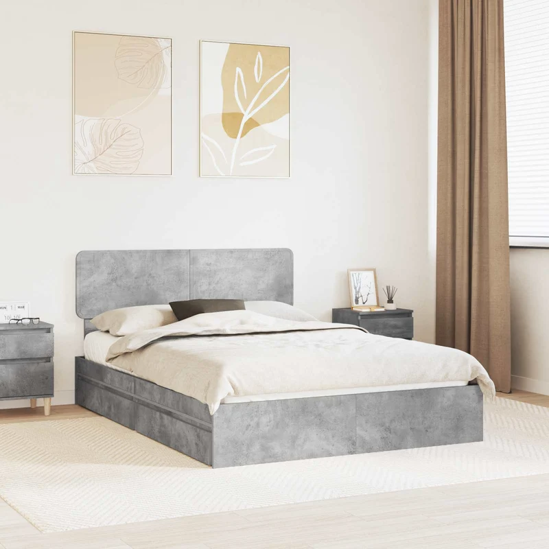 Säilytyssänky päätyllä Betoni Harmaa 5FT King Size Tekninen puu