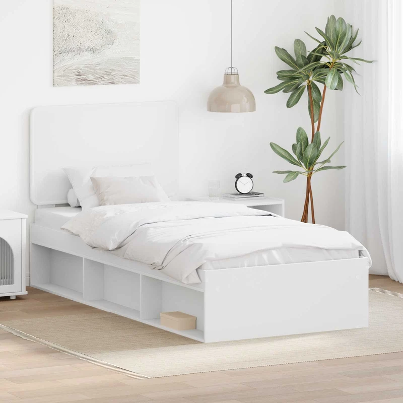 Sängyn runko päätyllä Valkoinen 100 x 200 cm Massiivinen mänty