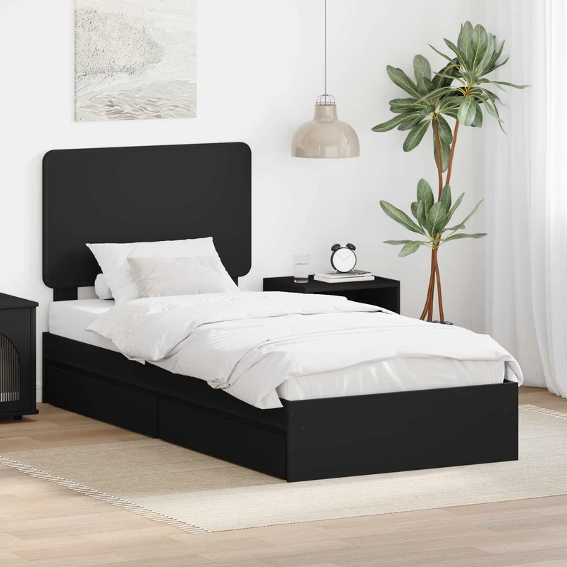 Säilytyssänky laatikon kanssa Musta 100 x 200 cm Tekninen puu