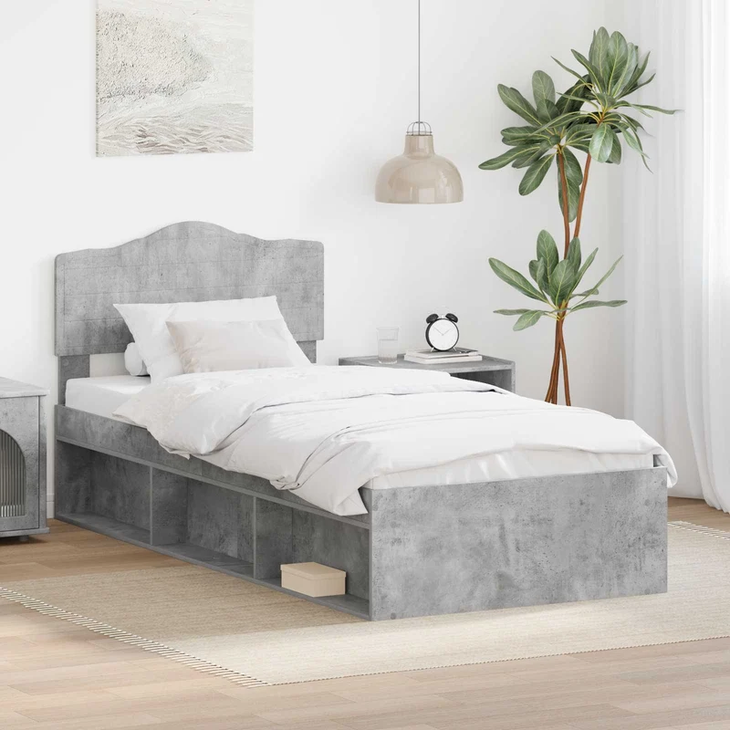 Sängyn runko Betoninharmaa 90 x 200 cm Massiivinen mänty
