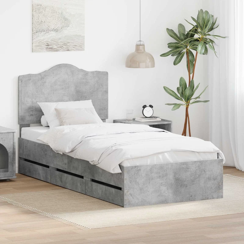 Sängyn runko Betoni Harmaa 2FT6 Small Single Insinööripuuta