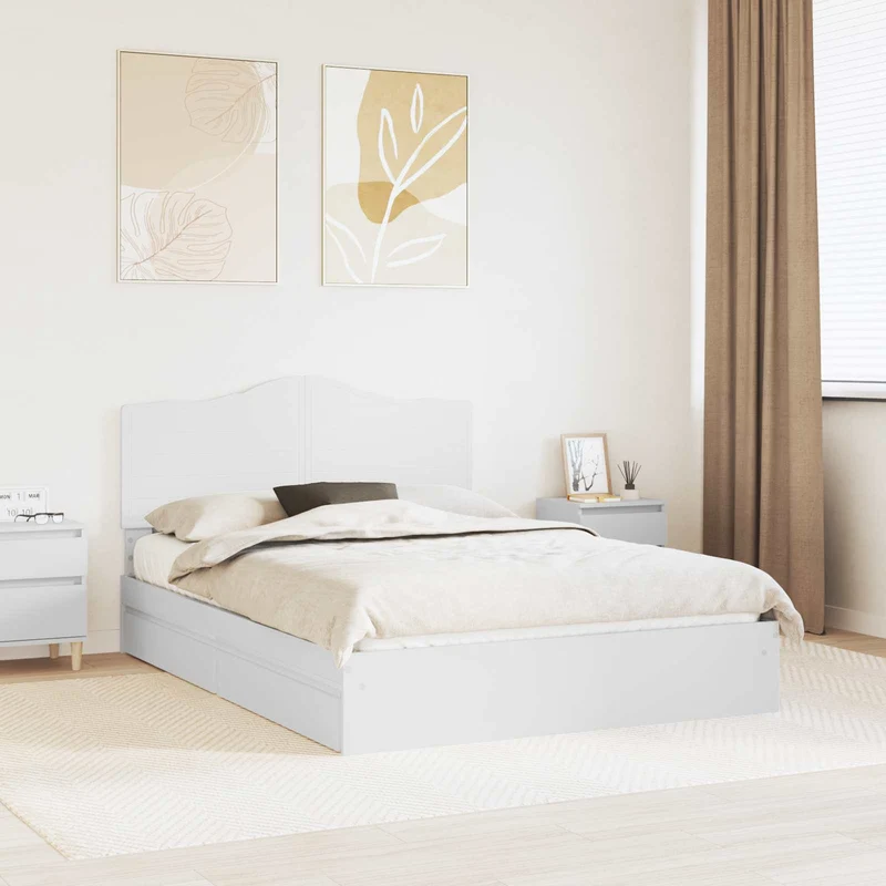 Säilytyssänky päätyllä Valkoinen 5FT King Size Tekninen puu