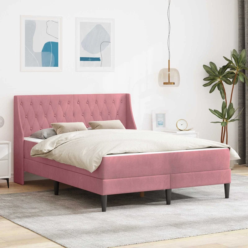 Bedframe met matras 120x200 cm roze fluweel