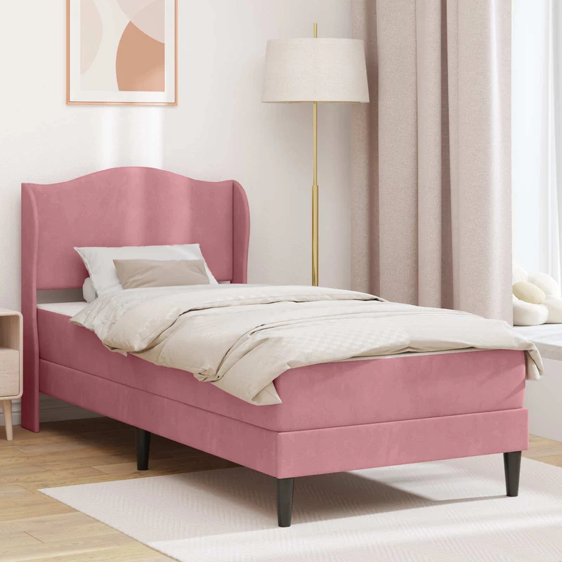 Bedframe 80x200 cm roze fluweel met hoofdeinde