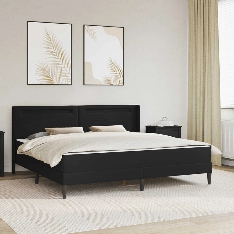 Sängyn runko LED-nauhoilla Musta 6FT Super King Size Keinonahka