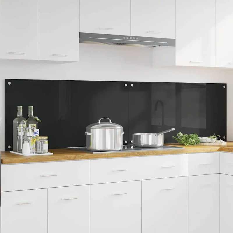 Keukenachterwand 2 stuks 100x50 cm gehard glas zwart