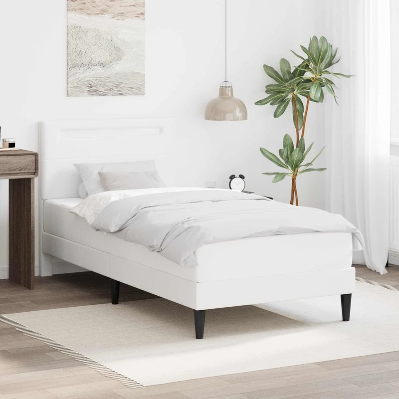 Bedframe 90x200 cm wit kunstleer met LED USB
