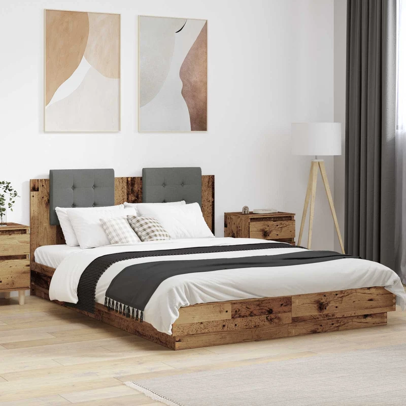 Sängyn runko päädyllä Vanha Puu 5FT King Size Tekninen puu
