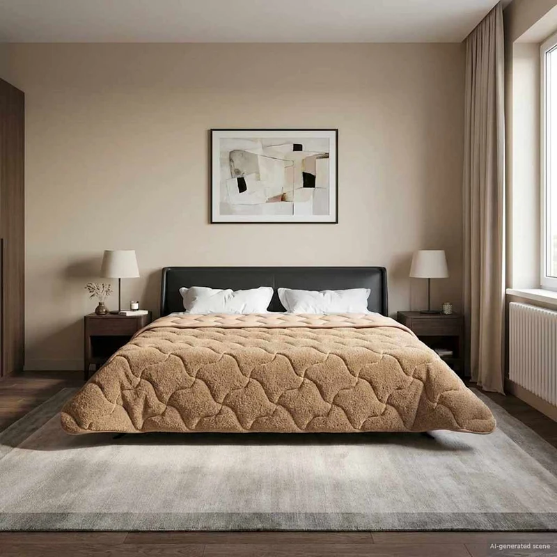 Zomer dekbed 200x220 cm microfiber teddy fleece taupe