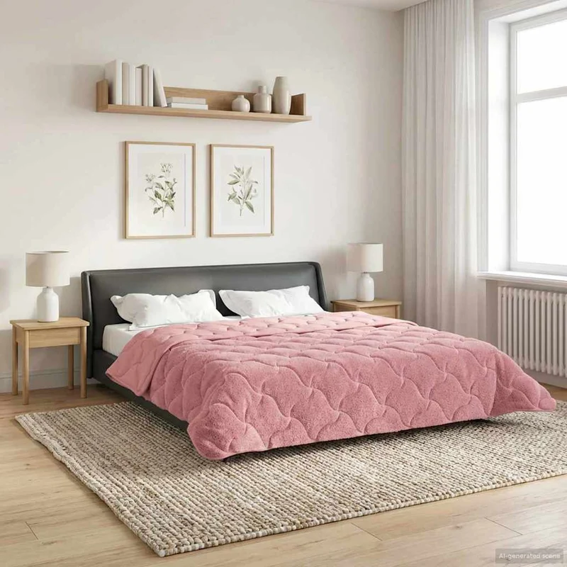 Dekbed 220x240 cm microfiber teddy fleece roze