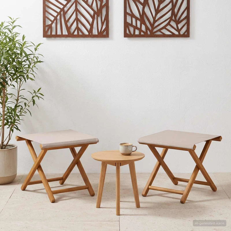 Laituri 2 pcs Tiheä Eukalyptuspuu Beige