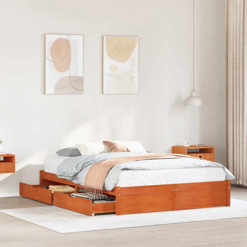 Sängyn runko Vaha ruskea 5FT King Size Massiivinen mänty
