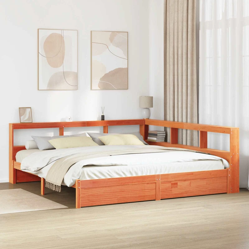 Kirjahylly Sänky Yksivärinen 2 kpl Vaha ruskea 200 x 180 cm