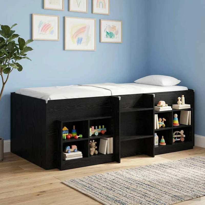 Lasten korkea sänkykehys Musta tammi 2FT6 Small Single