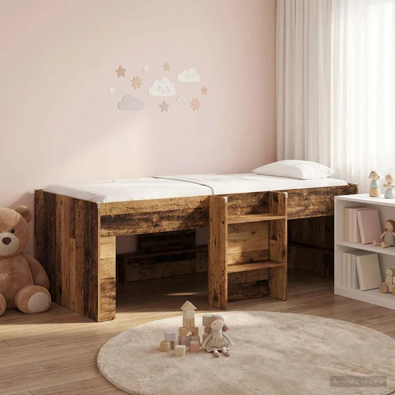 Lasten korkea sänkykehys Vanha puu 2FT6 Small Single
