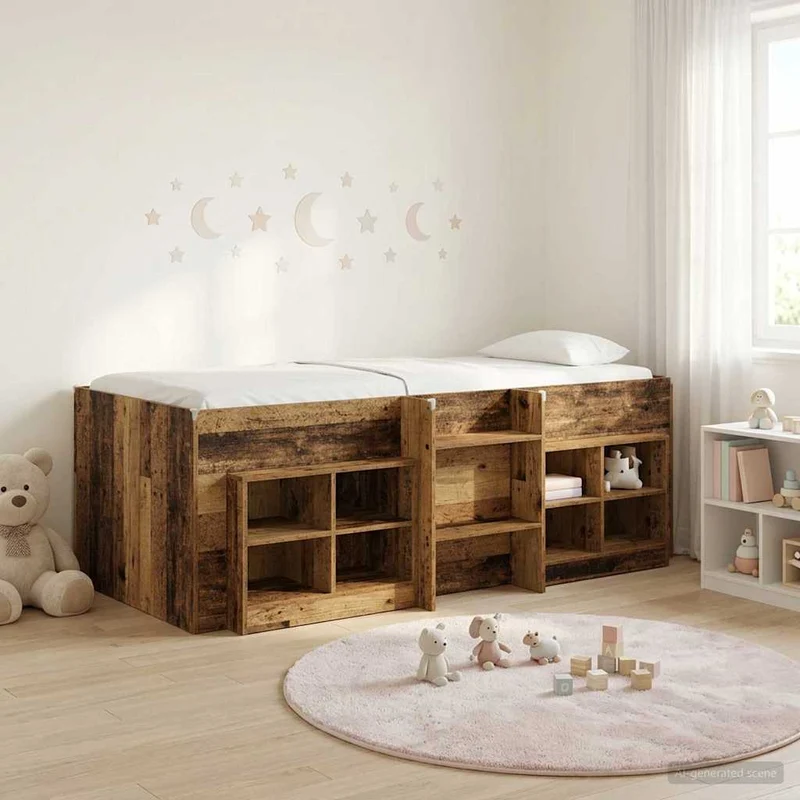 Loft-sängyn kehys kaapilla 3 kpl Vanha puu Tekninen puu