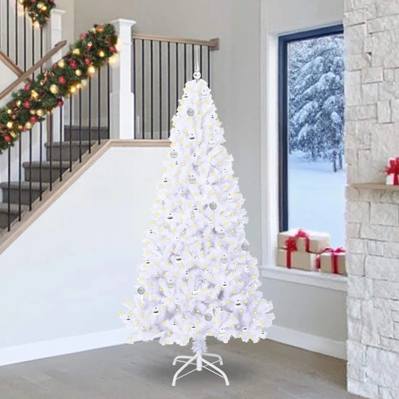 Kunstkerstboom 240 cm wit met 300 LED USB