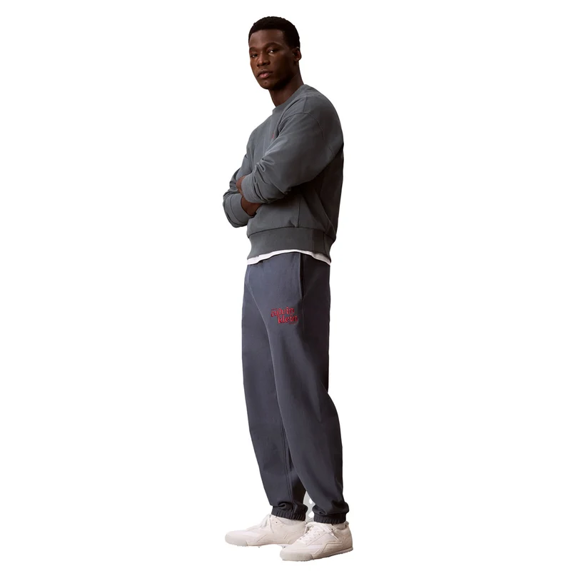 Pantalone Jogger Uomo Calvin Klein Premium Terry Graphic Grigio Scuro M